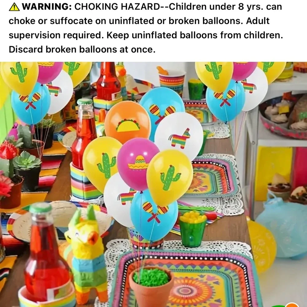 Balloon, NEW, 20 pcs., Fiesta Latex Balloons,Perfect Party Accessories 🎈🌵